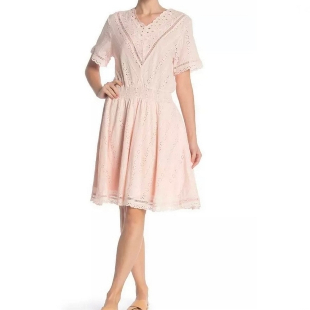 Stellah Pink Eyelet Dress